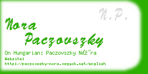 nora paczovszky business card